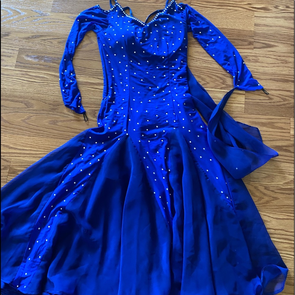 Ballroom royal blue rhinestone dress girls 9-12yr